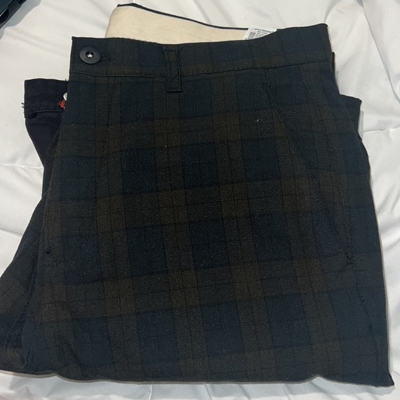 Zara carrot trouser pants sz 31 nwt navy brown plaid